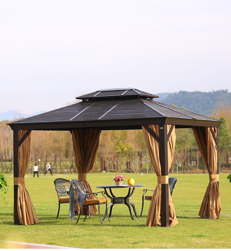 Factory wholesale Backyard furniture 3*3m/3*4m Aluminum luxury Outdoor Hardtop gazebo outdoor