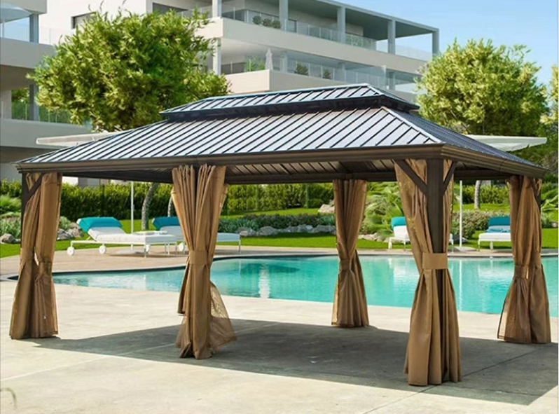 Garden Tea House  sunshade customizable 3.65*6m gazebos outdoor aluminum luxury pavilion