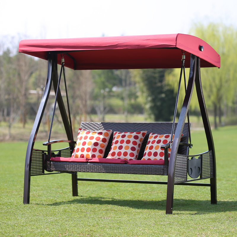 Goods in stock Cheap Garden furniture With cover swing 2 seats metal rattan swing chair outdoor furniture