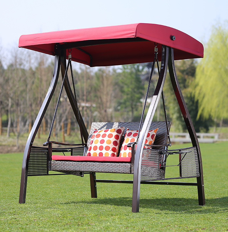 Goods in stock Cheap Garden furniture With cover swing 2 seats metal rattan swing chair outdoor furniture