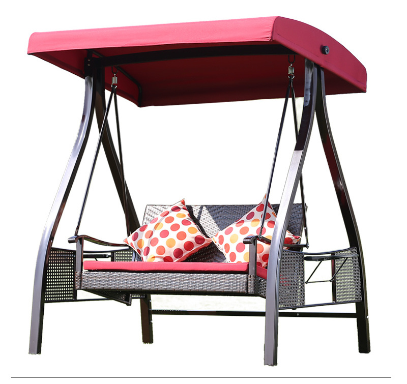 Goods in stock Cheap Garden furniture With cover swing 2 seats metal rattan swing chair outdoor furniture