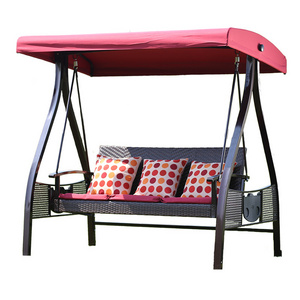 Goods in stock Cheap Garden furniture With cover swing 2 seats metal rattan swing chair outdoor furniture