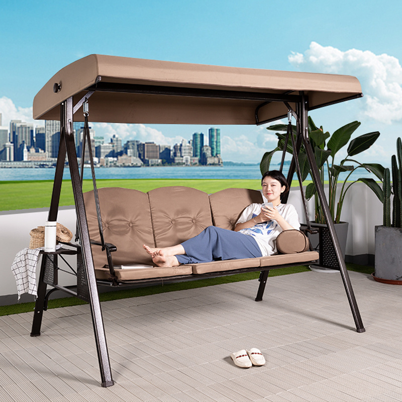 Outdoor covered Two-purpose swing bed outdoor swings for adults 3 seat canopy swing