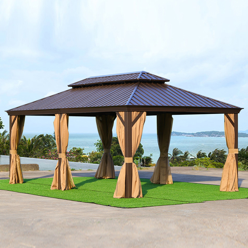 Modern Garden outdoor aluminum luxury pavilion Waterproof roof sunshade customizable 3.65*6m gazebos