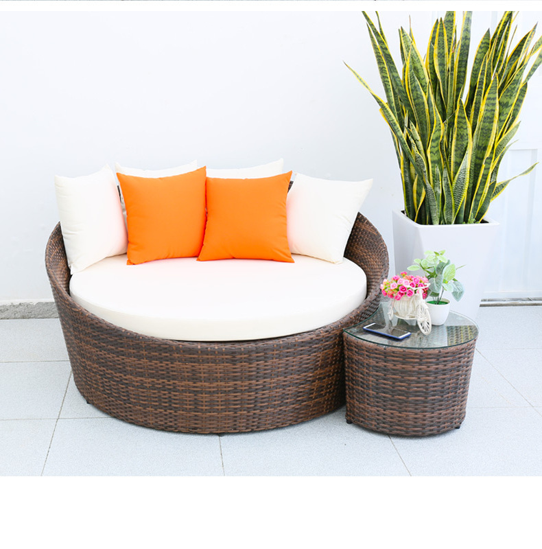 China factory cheap Waterproof patio furniture With cushion Round rattan Garden Sofas