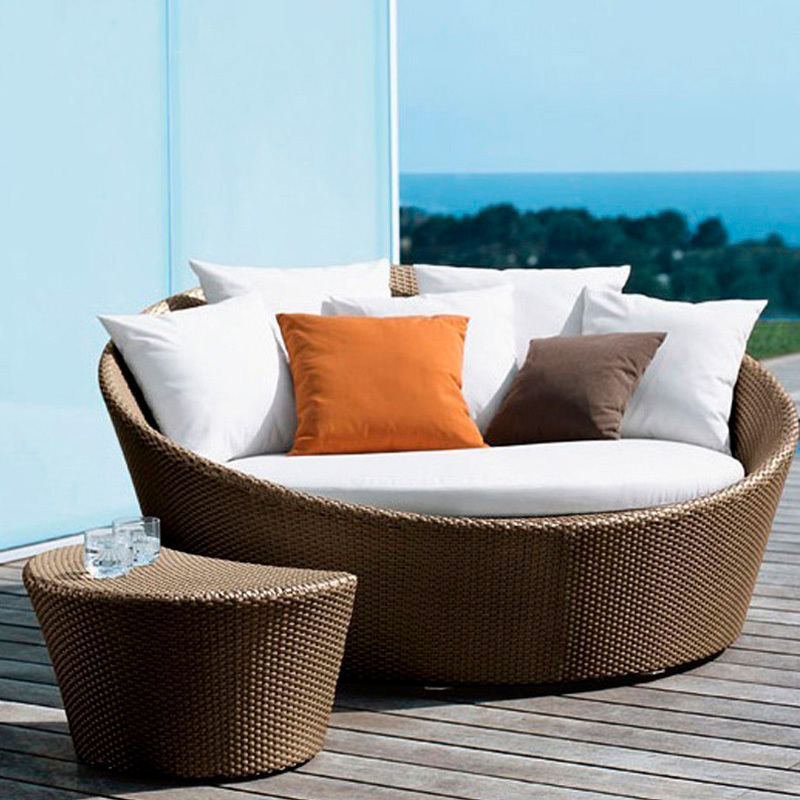 China factory cheap Waterproof patio furniture With cushion Round rattan Garden Sofas