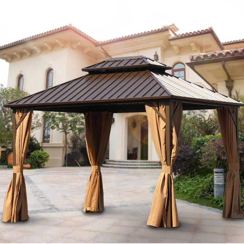 Solid Roof Outdoor Party Galvanized Metal Frame Garden patio Hardtop roof sunshade tent Luxury Aluminium Gazebos