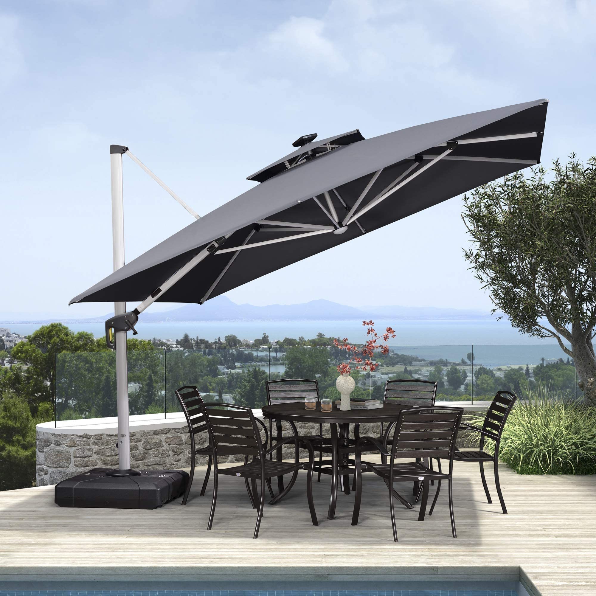 High-End Waterproof Double Canopy Outdoor Umbrella Beach Aluminum Cantilever Large Roma Umbrella Garden Parasols Patio Umbrellas