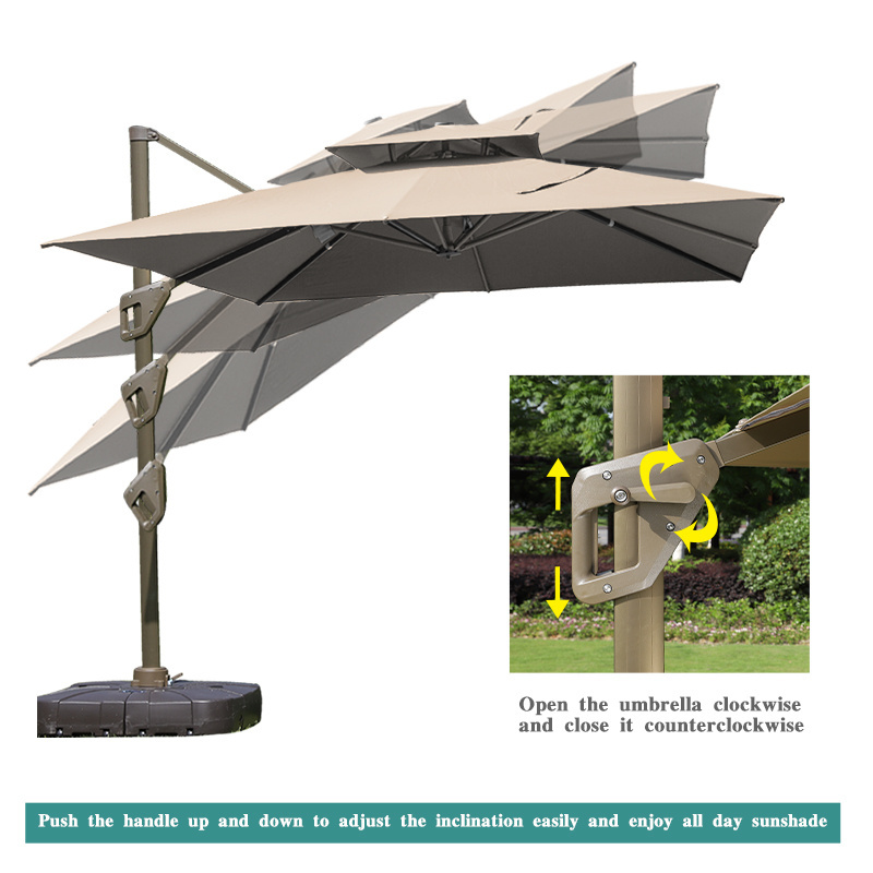 Garden Restaurant 360 Tilt Parasol Hanging Umbrellas Fully Aluminium Cafe Patio Beach Umbrellas For Outdoor