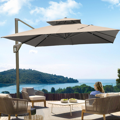 Garden Restaurant 360 Tilt Parasol Hanging Umbrellas Fully Aluminium Cafe Patio Beach Umbrellas For Outdoor