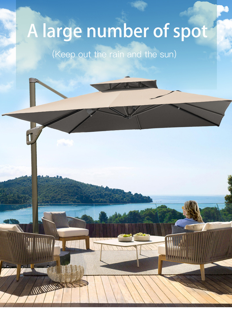 Garden Restaurant 360 Tilt Parasol Hanging Umbrellas Fully Aluminium Cafe Patio Beach Umbrellas For Outdoor