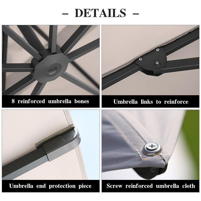 High-End Waterproof  Aluminum Square Market Umbrella Outdoor Umbrella With Base