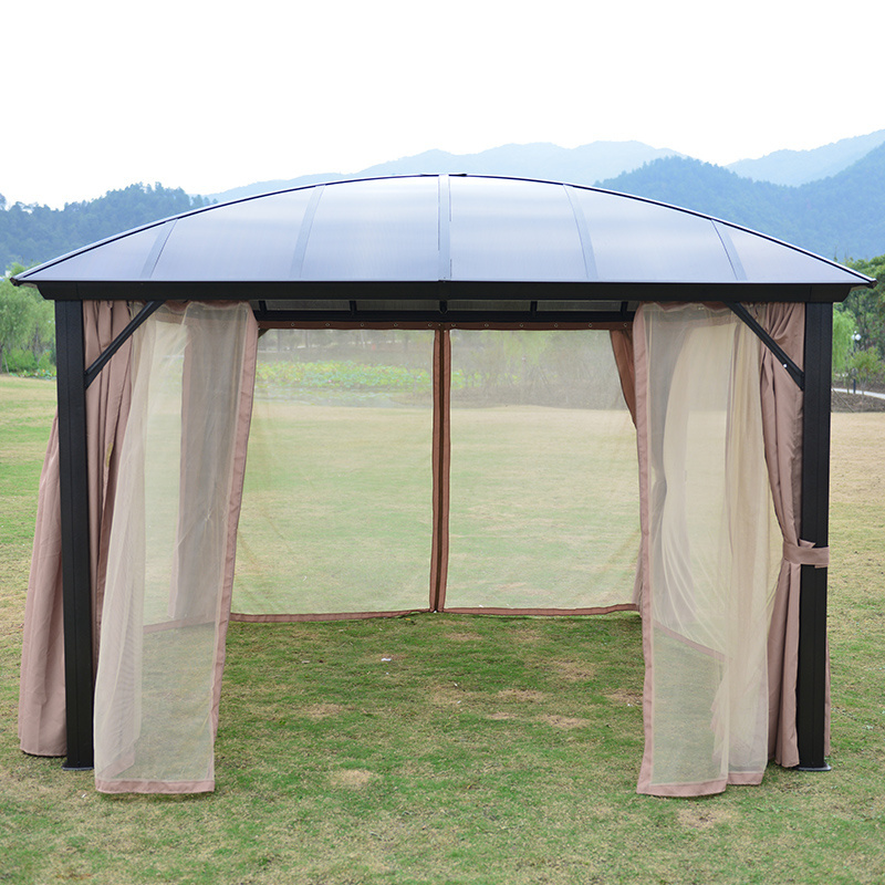 Outdoor and Garden Hardtop pavilion Aluminum Gazebo Strong Wind Resistant with mosquito net