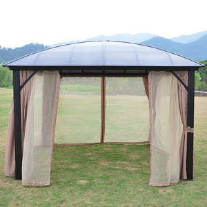 Outdoor and Garden Hardtop pavilion Aluminum Gazebo Strong Wind Resistant with mosquito net