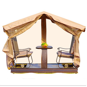 Good quality outdoor furniture beach rocking  hanging chair Removable Cushion Patio swings with canopy curtain and table