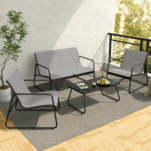 Venta caliente de fabrica patio sofa set Conjunto de jardin Tubo de hierro gris  redondo plano de 4 plazas garden sets