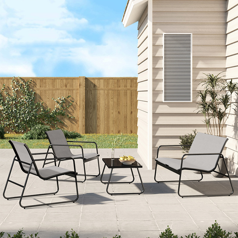 Muebles de Jardin Conjuntos Sofa 4 Plazas Fiesta de cafe Textileno Gris negro Azul moderno patio Garden sofa set