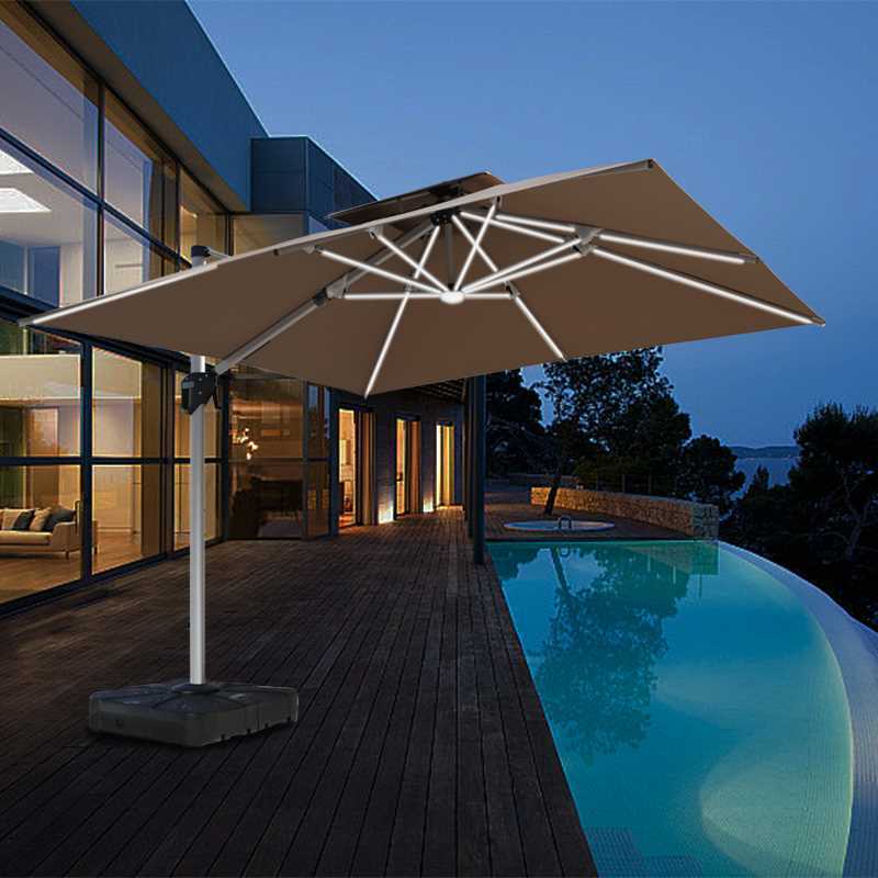 Factory Price Big Size 3x3M Outdoor Garden Roma Patio Led Umbrella Lights