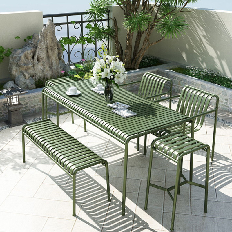 Hotel Garden Chairs Die Cast Aluminium Table Dinning Cafe Outdoor Pastoral Style Furniture Wrought Iron Sets