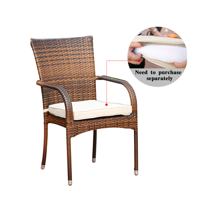 Selling styles contemporary brown PE space saving Stackable rattan garden chairs for patio glass table