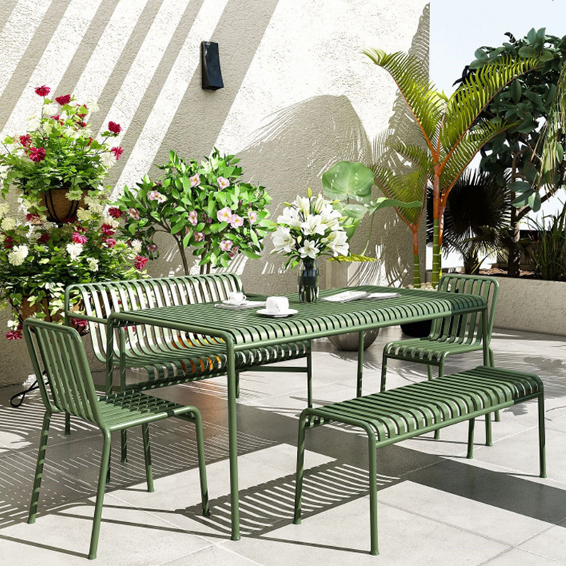 Hotel Garden Chairs Die Cast Aluminium Table Dinning Cafe Outdoor Pastoral Style Furniture Wrought Iron Sets