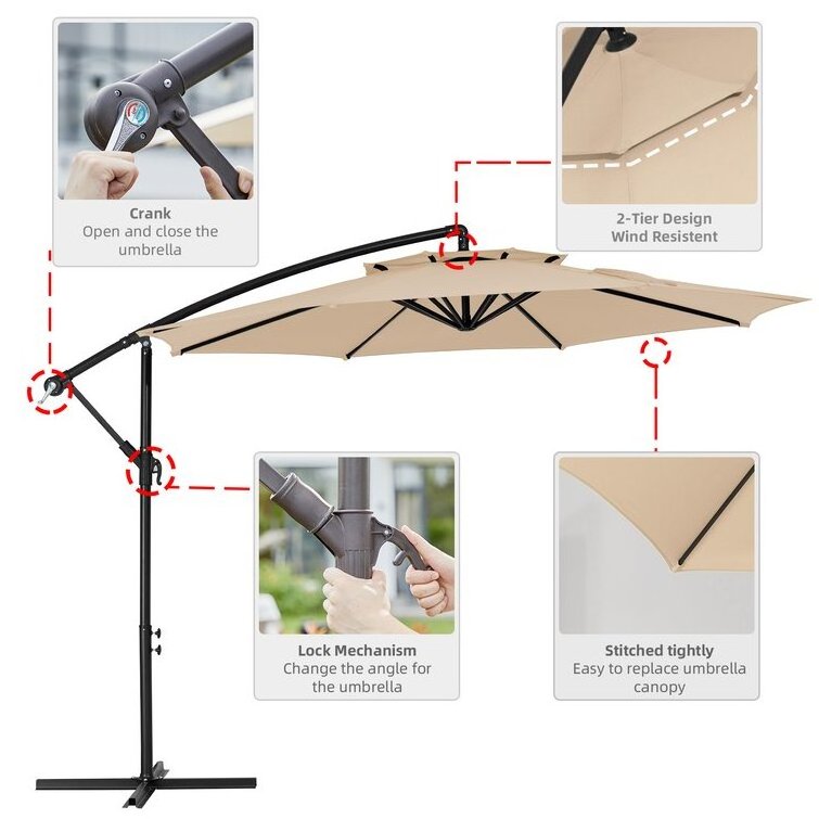 New arrival Luxury outdoor umbrella Heavy Duty Steel 3*2.45 M Beach Umbrella Outdoor Garden Patio Umbrella