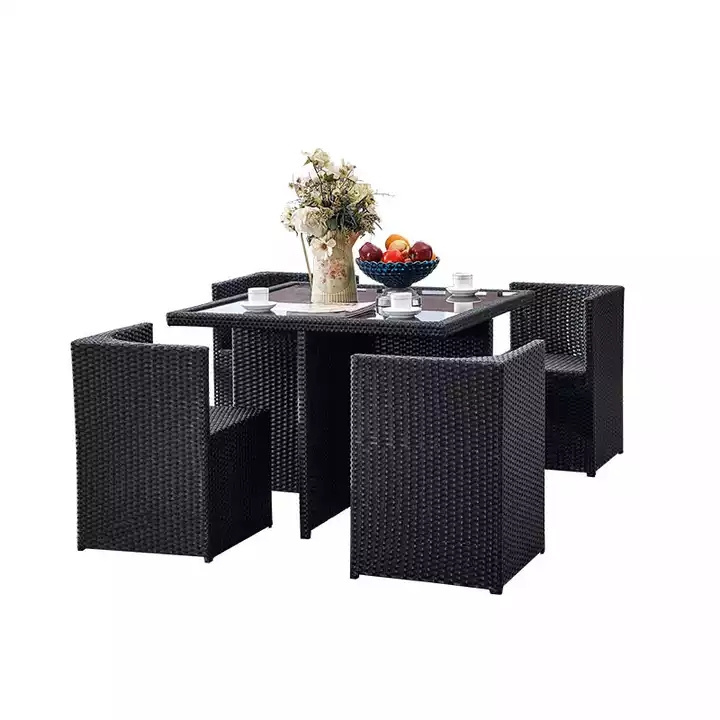 Outside 4 seater waterproof patio rattan wicker furniture outdoor garden dining  table and chair set