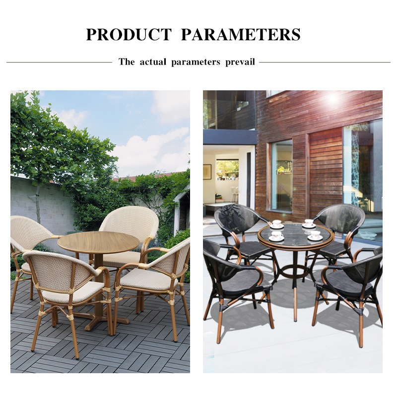 Luxury Outdoor Leisure Foldable Wicker Wood Trim Coffee Garden Table Chair Set Rattan Furniture Set