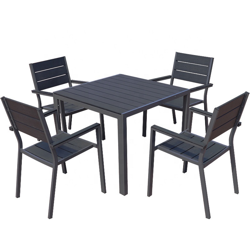 Cheap Outdoor Garden Furniture Sets Plastic 4Seater 6 Seats wood square chairs and tables set