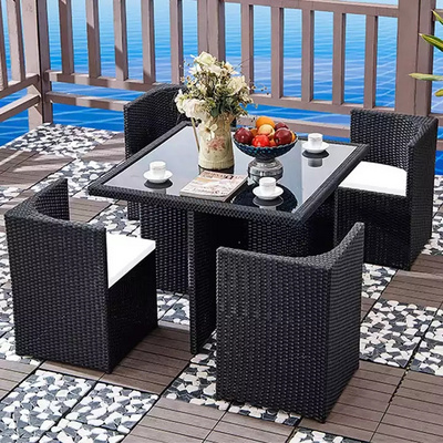 Outside 4 seater waterproof patio rattan wicker furniture outdoor garden dining  table and chair set