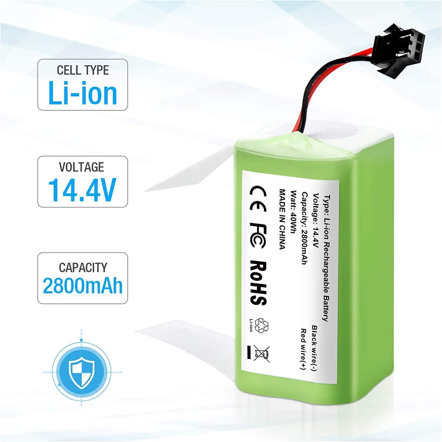 14.4v 2800mAh Replacement Battery Compatible with Eufy RoboVac 11 11S 11S MAX 30 15C 15T 12 35C Ecovacs Deebot N79S DN622