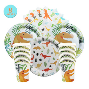 Kids Party Paper Plates Animal Print Jurassic Birthday Paper Plates Set Kids Tableware Dinosaur Party Disposable Paper Plate