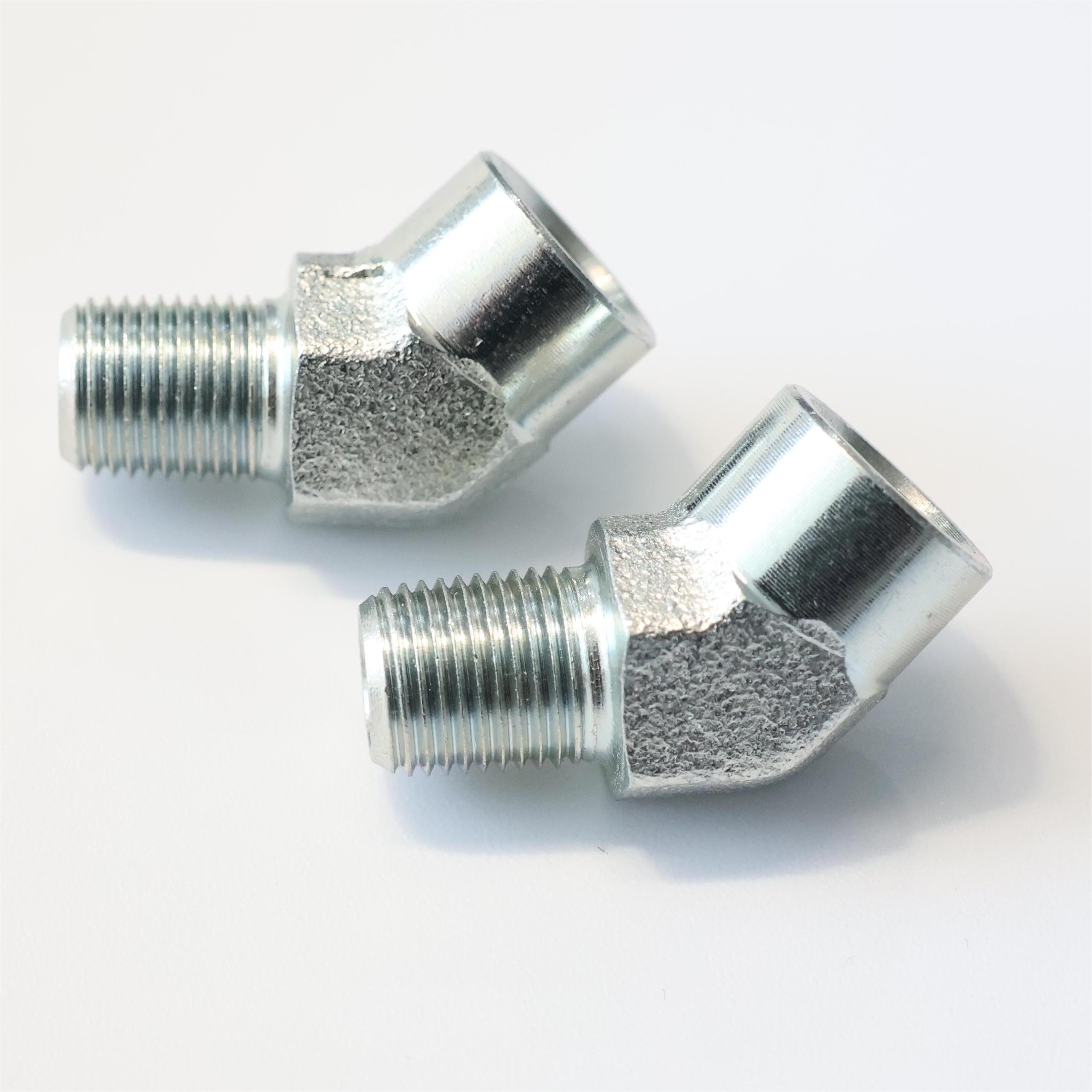 Trivalent Chromium Zinc Plated Hydraulic Adapter Fitting Connector Joint 45 Degree Elbow Male NPTF Thread Female NPTF Street