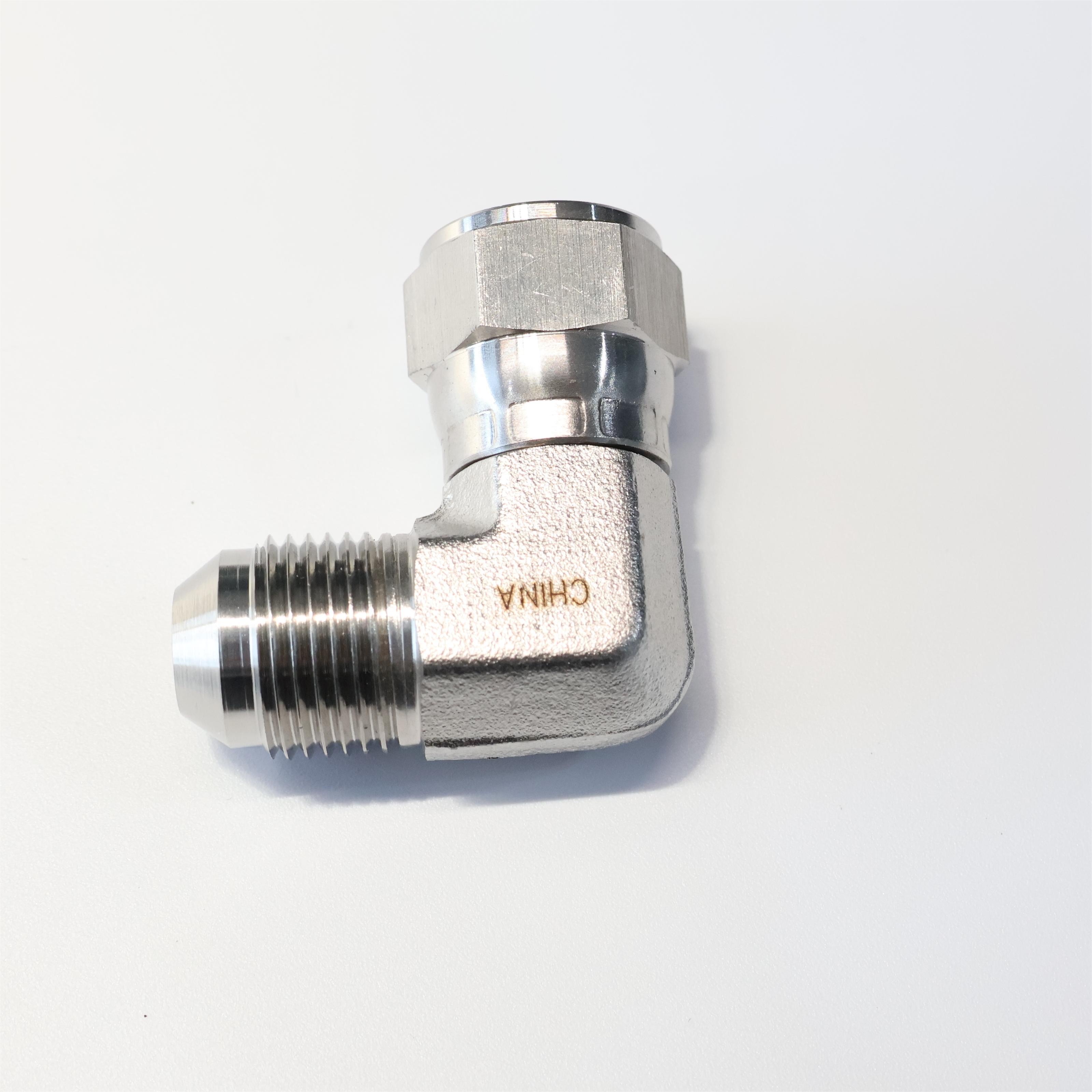 Stainless Steel Equal Union Reducer Hydraulic Adapter Male Flare Female JIC 37 degree flared tube swivel crimp fitting 90 degree