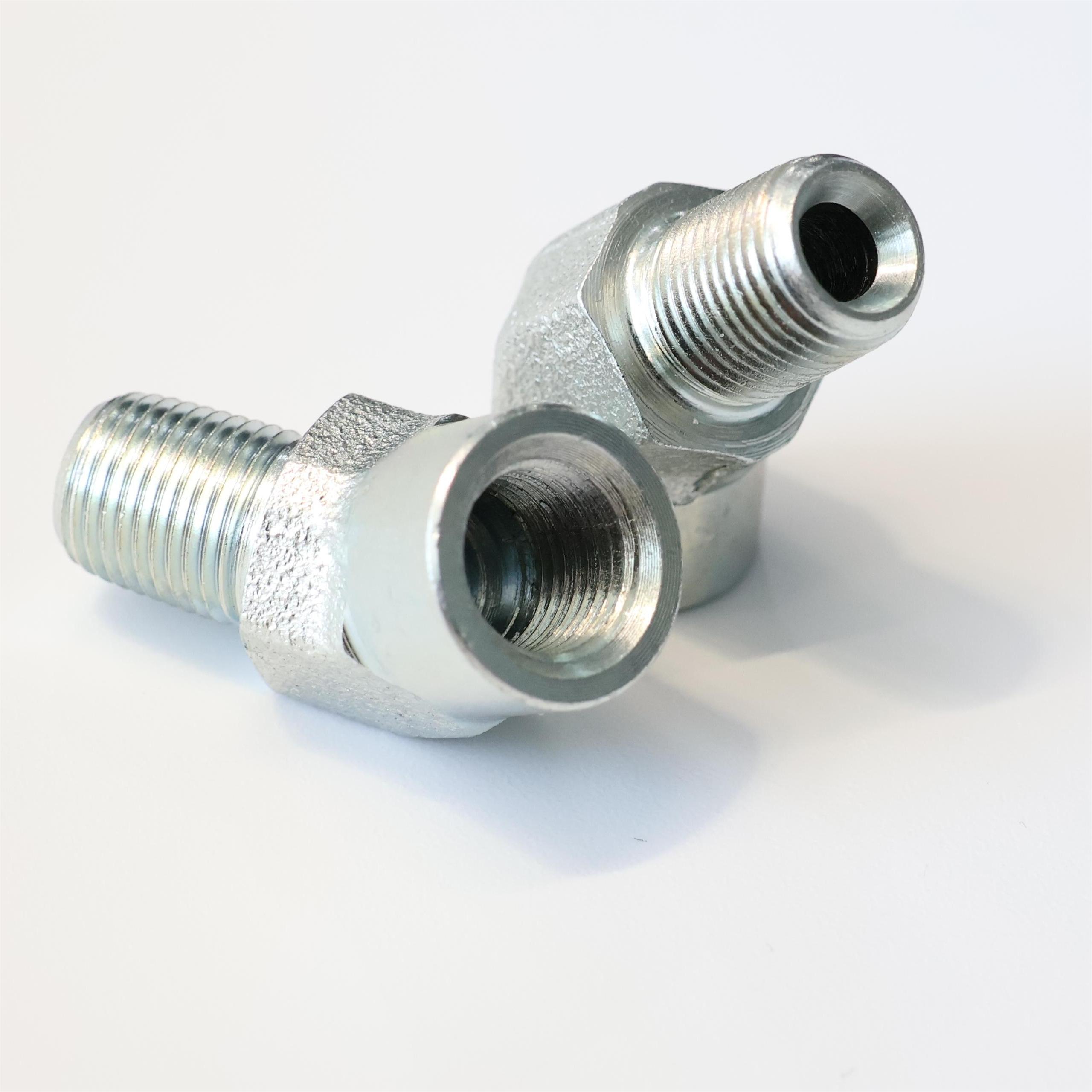 Trivalent Chromium Zinc Plated Hydraulic Adapter Fitting Connector Joint 45 Degree Elbow Male NPTF Thread Female NPTF Street