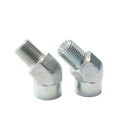 Trivalent Chromium Zinc Plated Hydraulic Adapter Fitting Connector Joint 45 Degree Elbow Male NPTF Thread Female NPTF Street