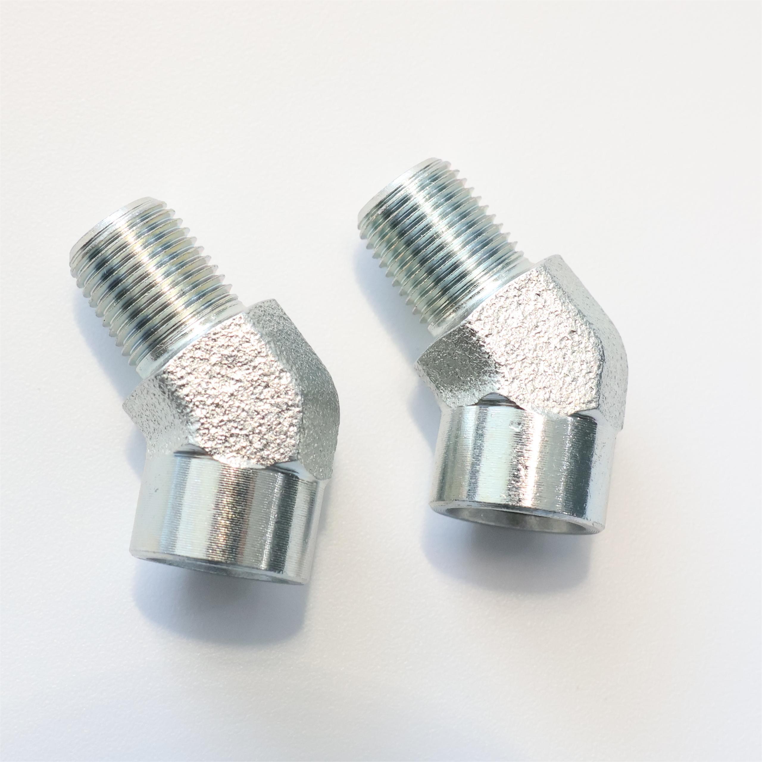 Trivalent Chromium Zinc Plated Hydraulic Adapter Fitting Connector Joint 45 Degree Elbow Male NPTF Thread Female NPTF Street