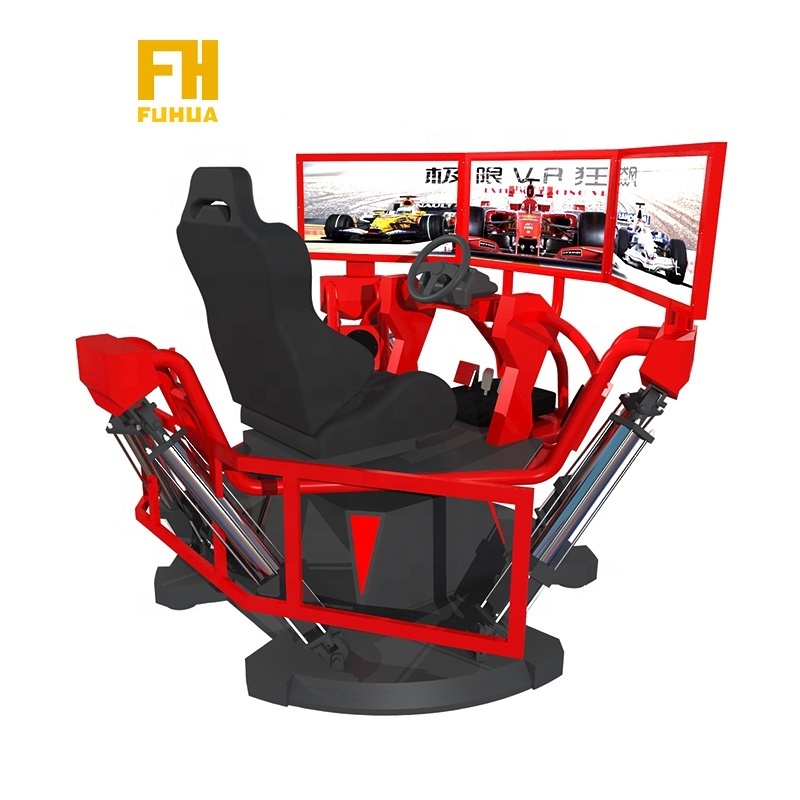 New Virtual Entertainment 3 Screen Racing Car Simulator Easy Operator 6-dof Dynamic Platform Driving Simulator