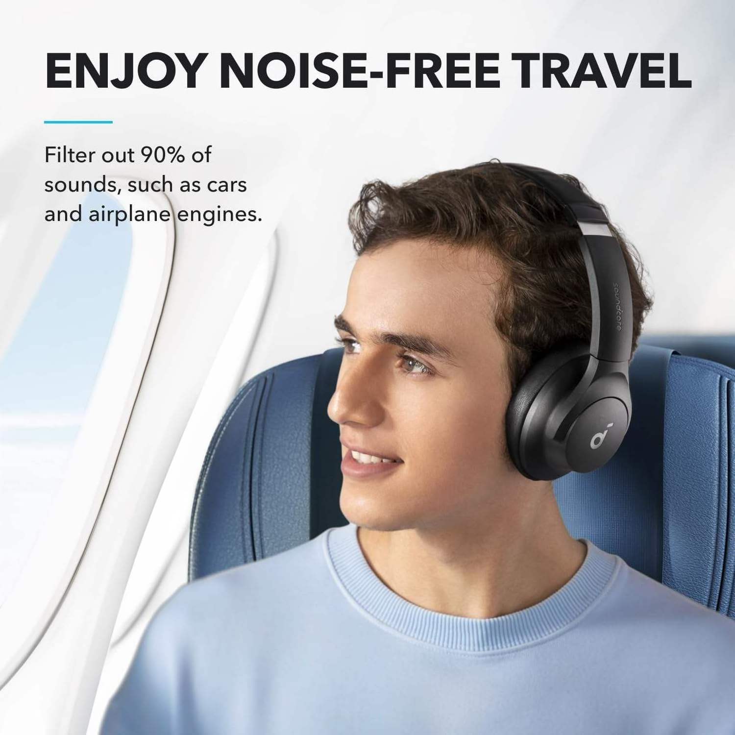 Soundcore by Anker Q20i Hybrid Active Noise Cancelling Headphones Wireless Over-Ear Bluetooth 40H Long ANC Playtime Hi-Res Audio