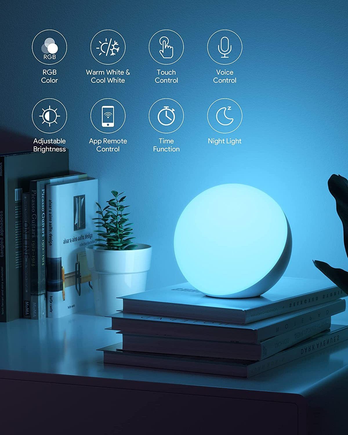 multicolor and ball-shaped smart lamp intelligent graffiti APP voice control eye protection children tap light