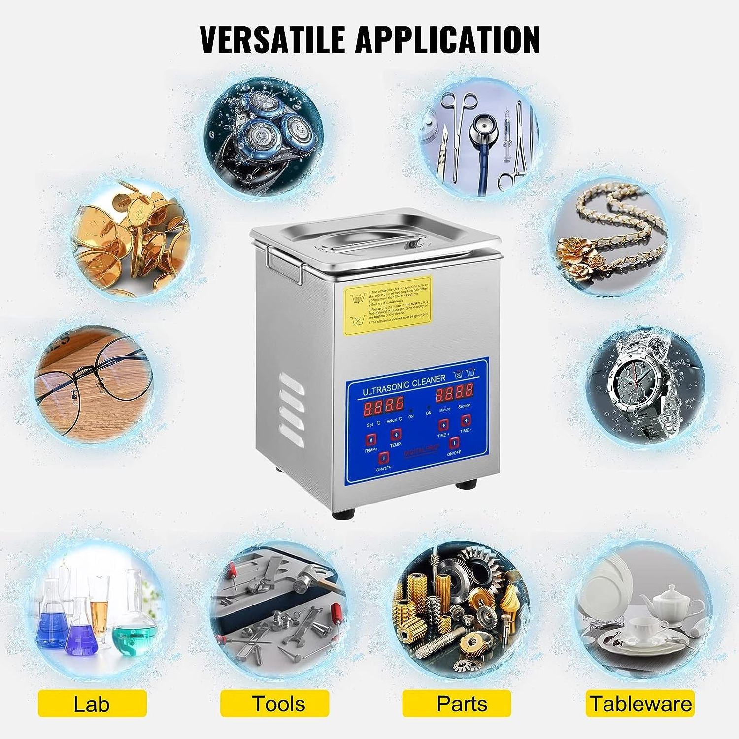 Ultrasonic Cleaner 2L Ultrasonic Cleaning Machine for Jewelry Watch Glasses Diamond Eyeglass Small Parts Cleaning 3L/4L/6L/10L