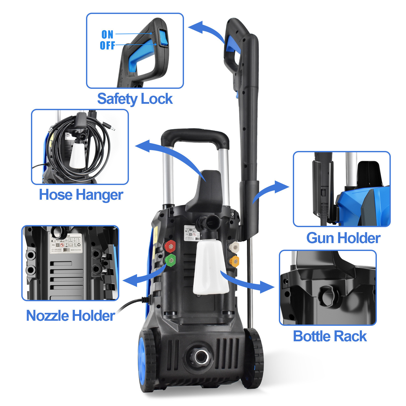 Electric Pressure Washer 4200 PSI 2.6 GPM Power Washer with  4 Quick Connect Nozzles Foam Cannon for Home Driveway Patio House