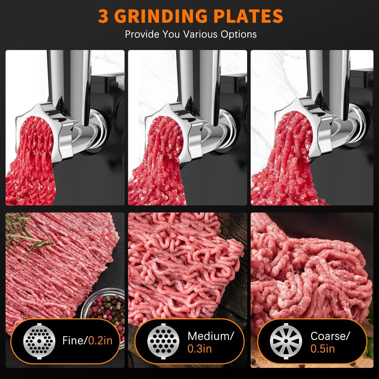 Electric Meat Grinder Thermal Protection Meat Grinder with 6 PCS Blades & Grinding Plates