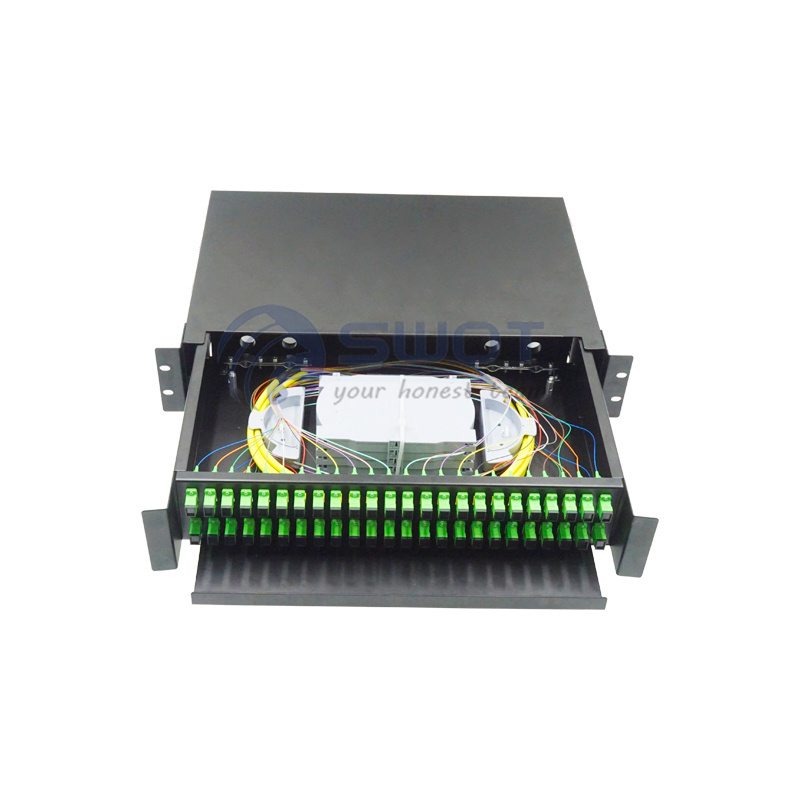 Supply patch panel 48 ports 2U odf rack mount slide 48 port fiber optic patch panel SC APC simplex