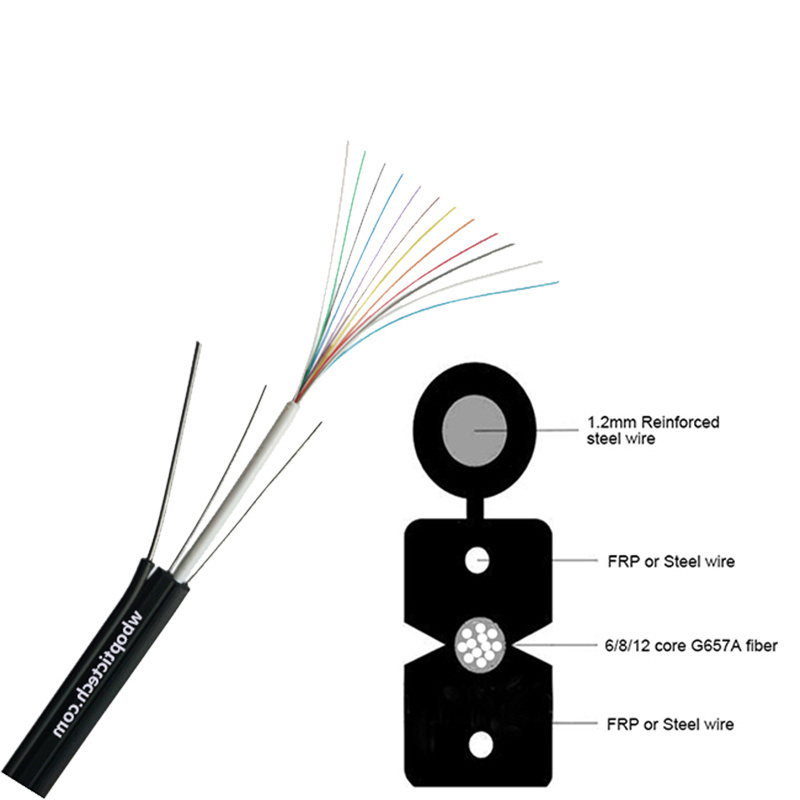 China manufacturer GJYXCH-LS FTTH optic fibre cable 12 fiber optic cable drop with self-supporting messenger