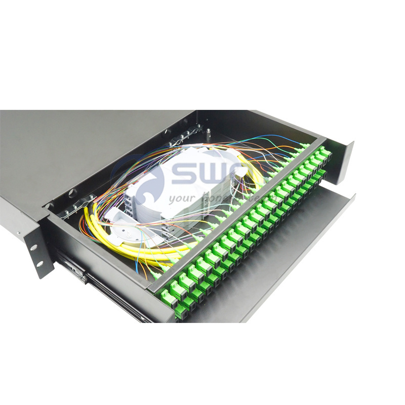 Supply patch panel 48 ports 2U odf rack mount slide 48 port fiber optic patch panel SC APC simplex