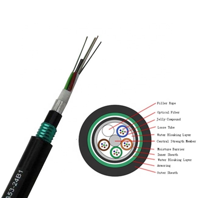 GYTA53 underground double sheath double armored 24 core optical fiber cable prices