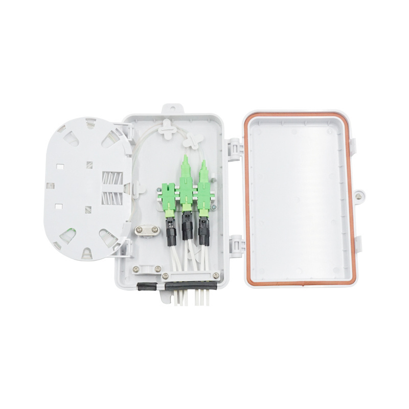 Plastic Shell wall mounted IP54 SC/LC Adapter 4 core splice Optical Fiber Terminal Box