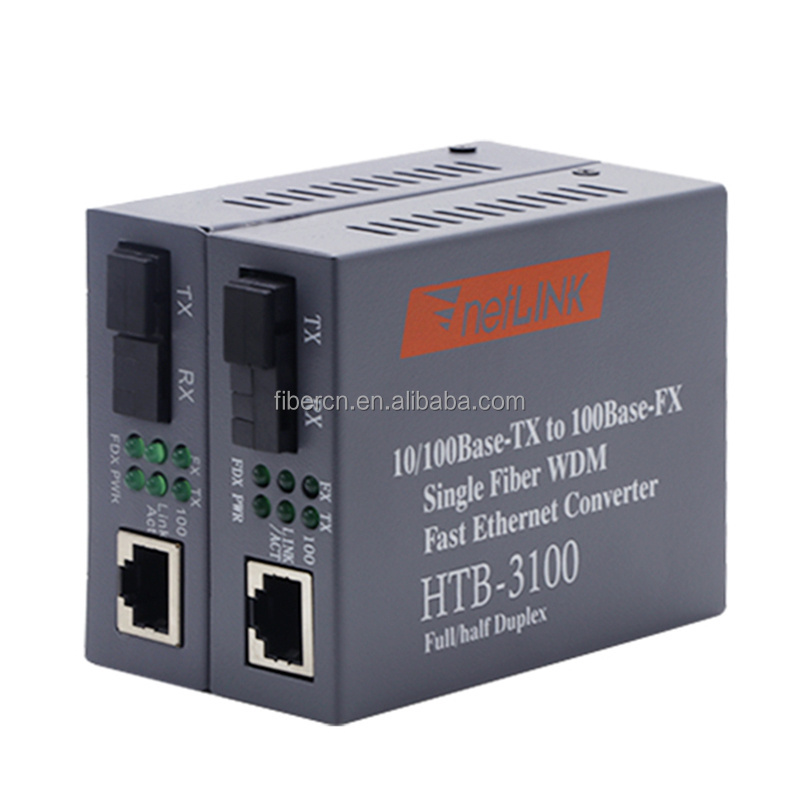 Netlink HTB-3100AB 20KM 25KM distance netlink 10/100M base single mode simplex fiber WDM Fast Ethernet fiber media converter