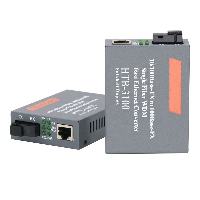 Netlink HTB-3100AB 20KM 25KM distance netlink 10/100M base single mode simplex fiber WDM Fast Ethernet fiber media converter